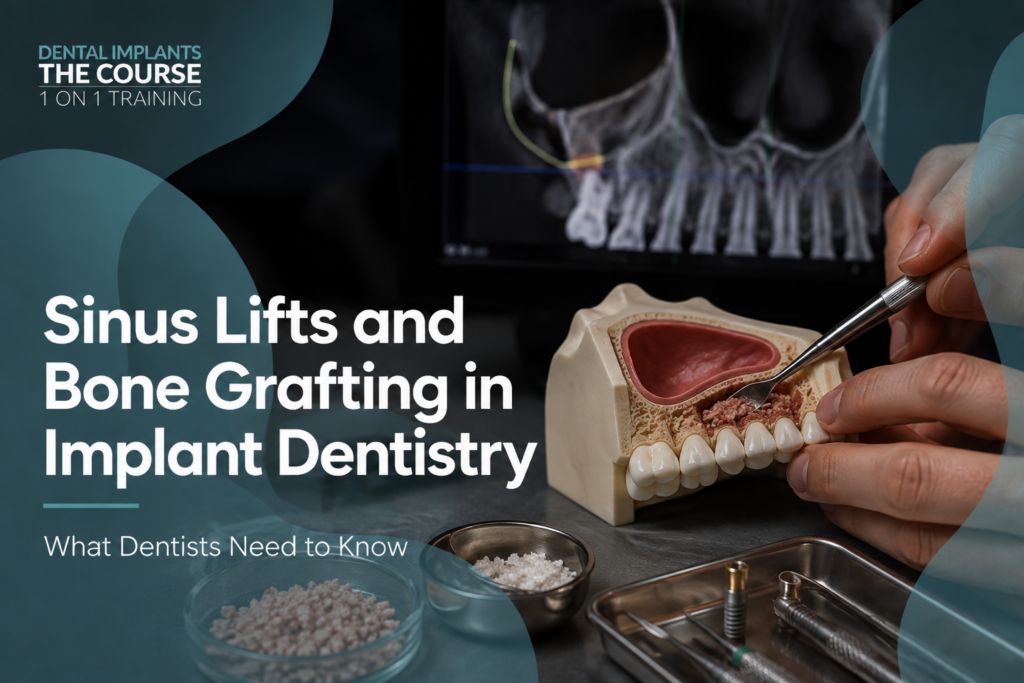 Dental training model demonstrating sinus lift and bone grafting for implant dentistry